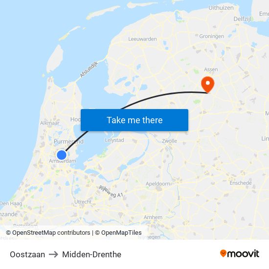 Oostzaan to Midden-Drenthe map