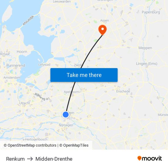 Renkum to Midden-Drenthe map