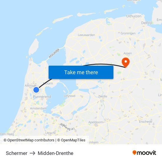 Schermer to Midden-Drenthe map