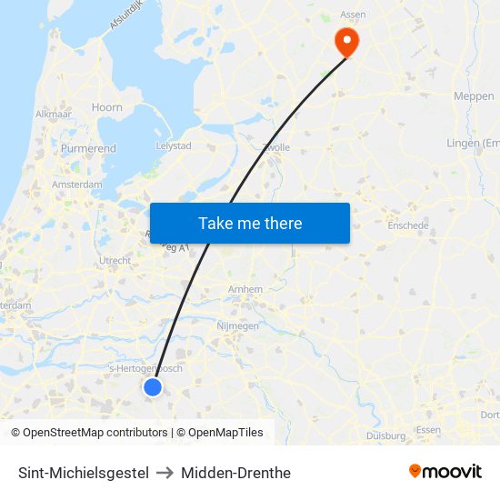 Sint-Michielsgestel to Midden-Drenthe map