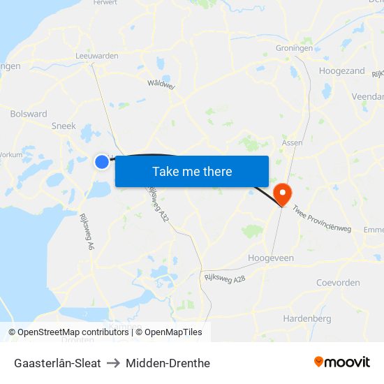 Gaasterlân-Sleat to Midden-Drenthe map