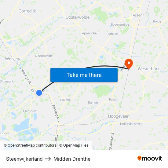 Steenwijkerland to Midden-Drenthe map