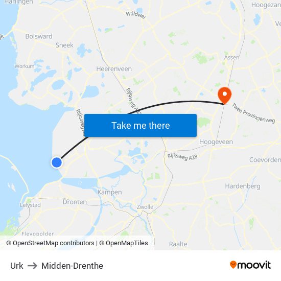 Urk to Midden-Drenthe map