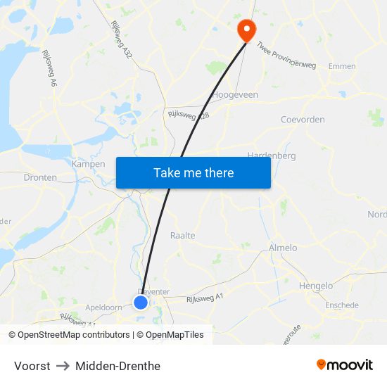 Voorst to Midden-Drenthe map