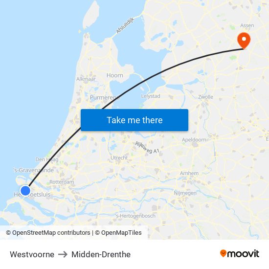 Westvoorne to Midden-Drenthe map