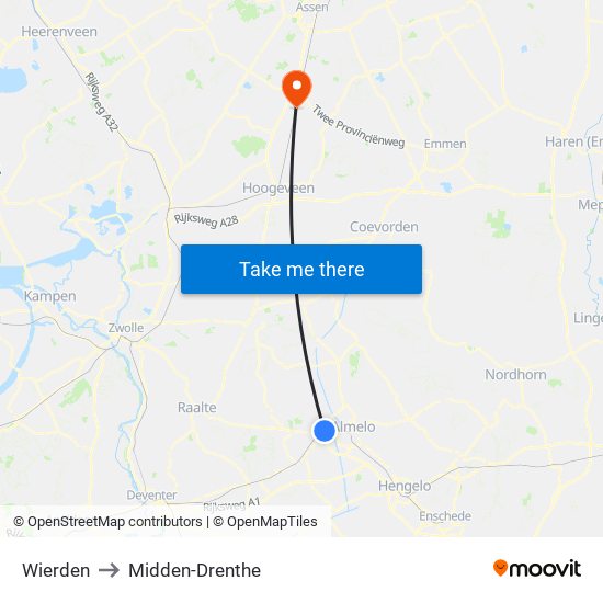 Wierden to Midden-Drenthe map