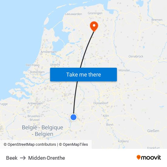 Beek to Midden-Drenthe map