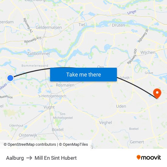 Aalburg to Mill En Sint Hubert map