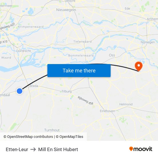 Etten-Leur to Mill En Sint Hubert map