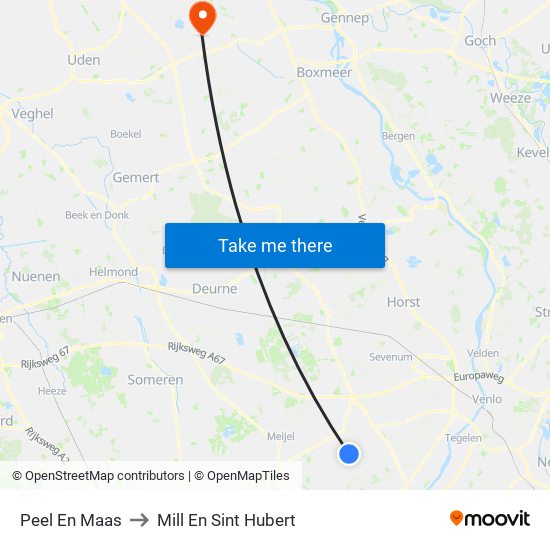 Peel En Maas to Mill En Sint Hubert map