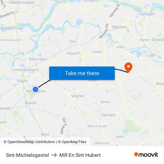Sint-Michielsgestel to Mill En Sint Hubert map