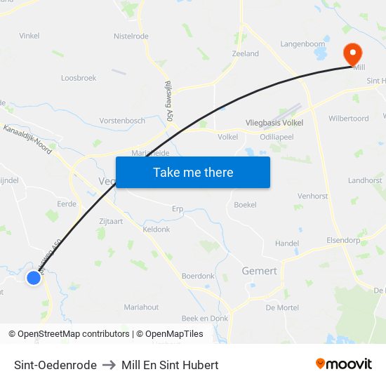 Sint-Oedenrode to Mill En Sint Hubert map