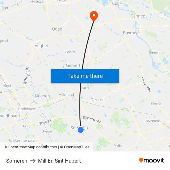 Someren to Mill En Sint Hubert map