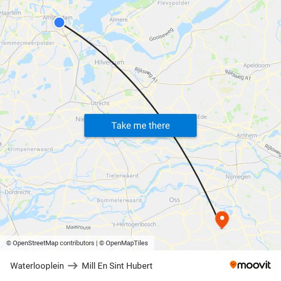 Waterlooplein to Mill En Sint Hubert map