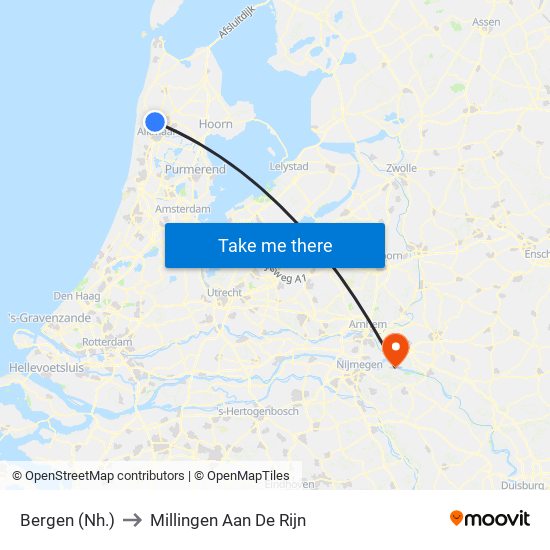 Bergen (Nh.) to Millingen Aan De Rijn map