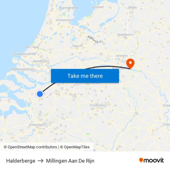 Halderberge to Millingen Aan De Rijn map