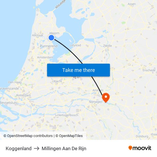 Koggenland to Millingen Aan De Rijn map