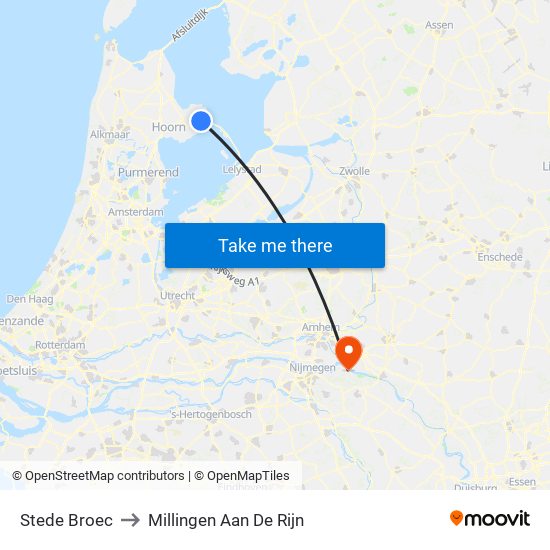 Stede Broec to Millingen Aan De Rijn map