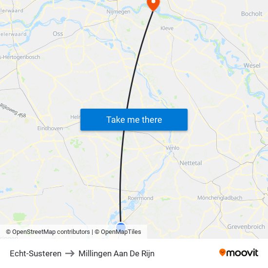 Echt-Susteren to Millingen Aan De Rijn map