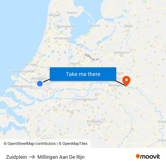 Zuidplein to Millingen Aan De Rijn map