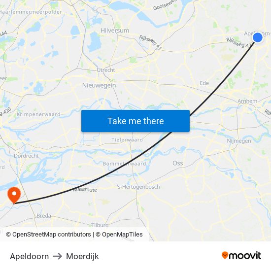 Apeldoorn to Moerdijk map