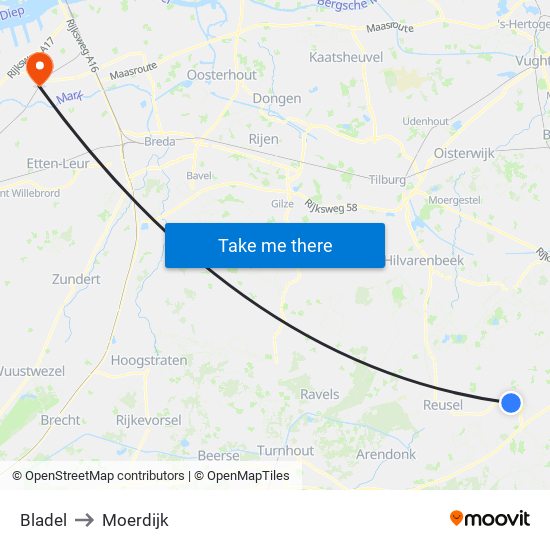 Bladel to Moerdijk map