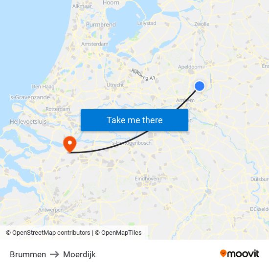 Brummen to Moerdijk map