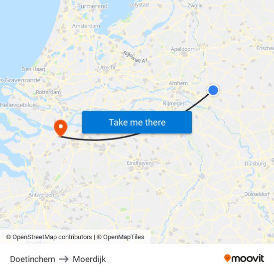 Doetinchem to Moerdijk map