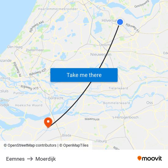 Eemnes to Moerdijk map