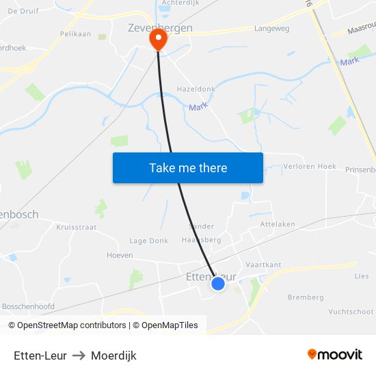 Etten-Leur to Moerdijk map