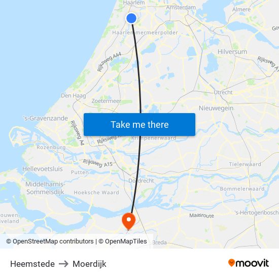 Heemstede to Moerdijk map