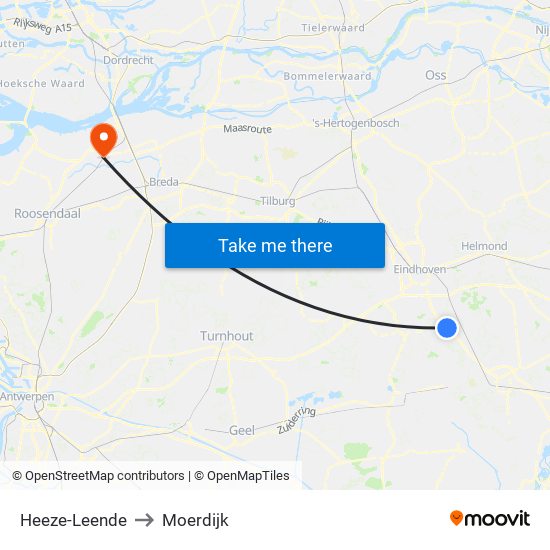 Heeze-Leende to Moerdijk map