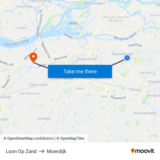 Loon Op Zand to Moerdijk map