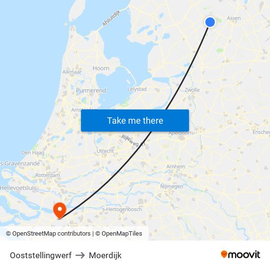 Ooststellingwerf to Moerdijk map