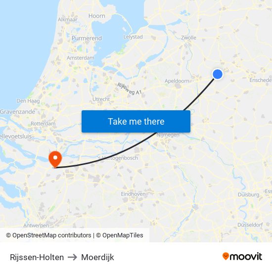 Rijssen-Holten to Moerdijk map
