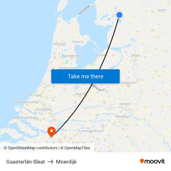 Gaasterlân-Sleat to Moerdijk map