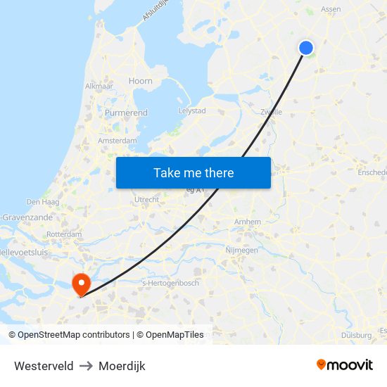 Westerveld to Moerdijk map