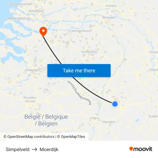 Simpelveld to Moerdijk map