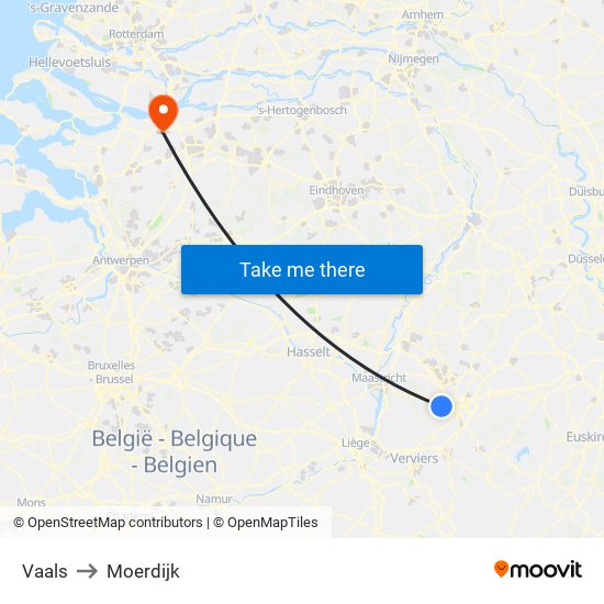 Vaals to Moerdijk map