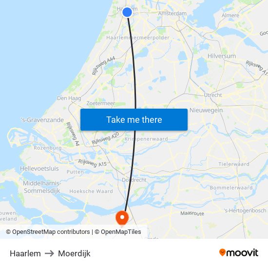 Haarlem to Moerdijk map