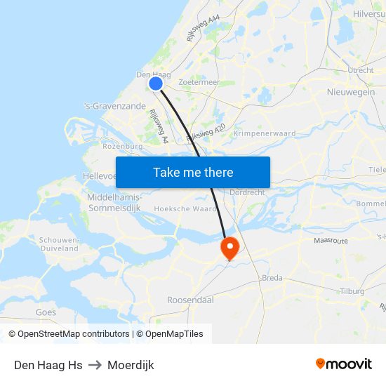 Den Haag Hs to Moerdijk map