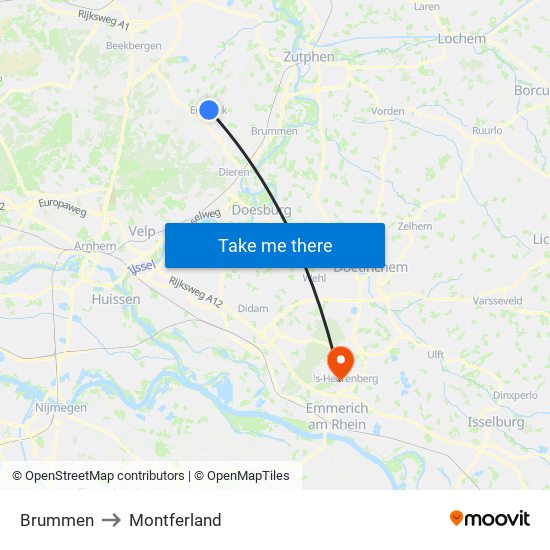 Brummen to Montferland map