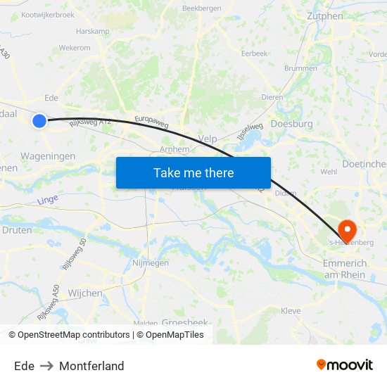 Ede to Montferland map