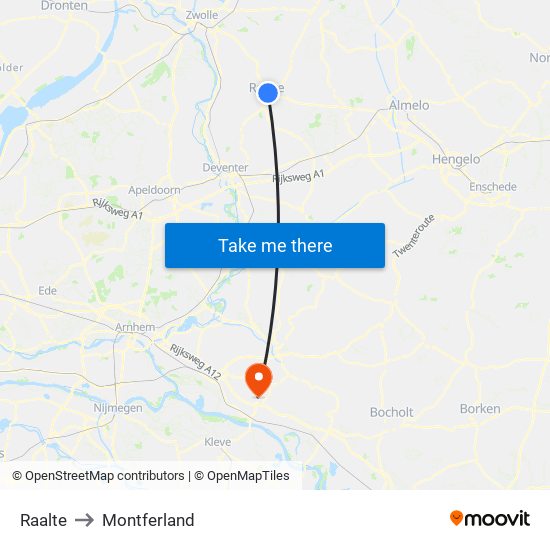 Raalte to Montferland map