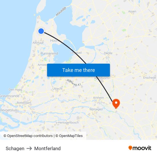 Schagen to Montferland map