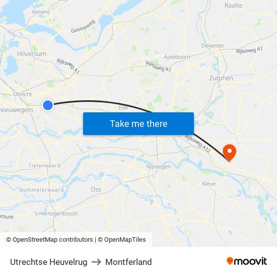 Utrechtse Heuvelrug to Montferland map