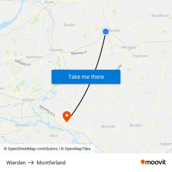 Wierden to Montferland map