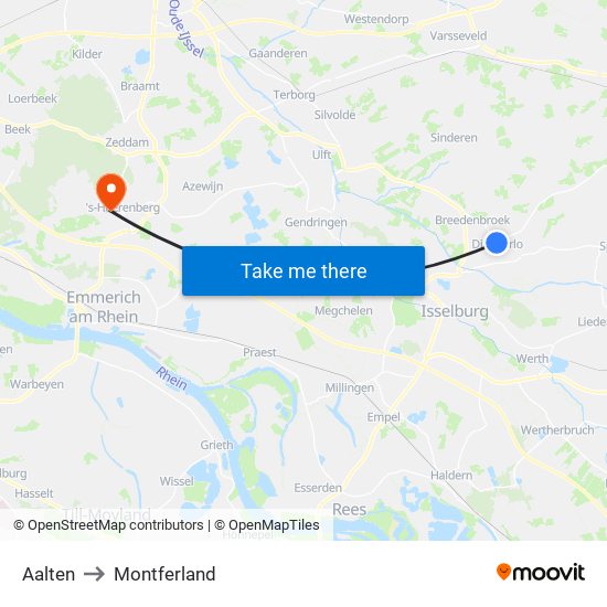 Aalten to Montferland map