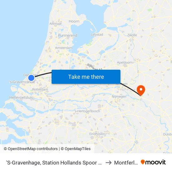 'S-Gravenhage, Station Hollands Spoor (Perron A) to Montferland map