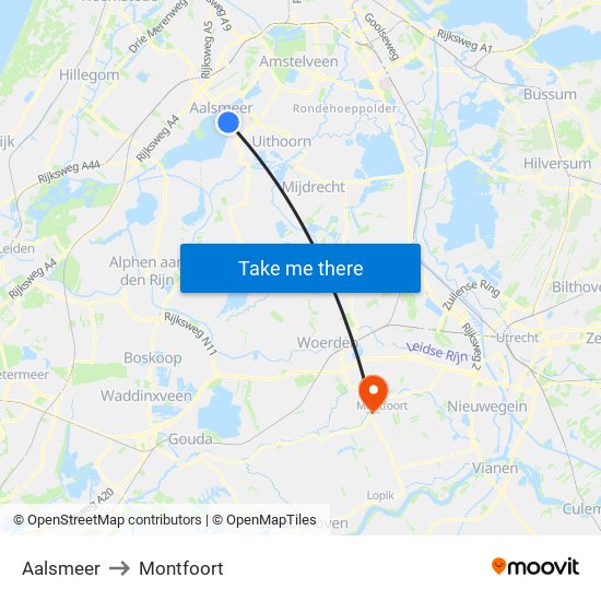 Aalsmeer to Montfoort map